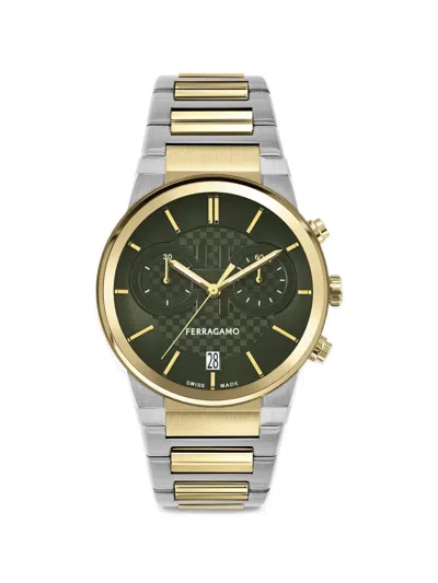 Ferragamo Sapphire Chrono 41mm Watch In Green