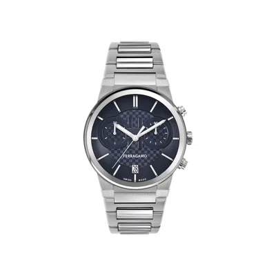 Pre-owned Ferragamo Sapphire Chrono Bracelet Watch 'stainless Steel' | Silver | Men's Size Onesize