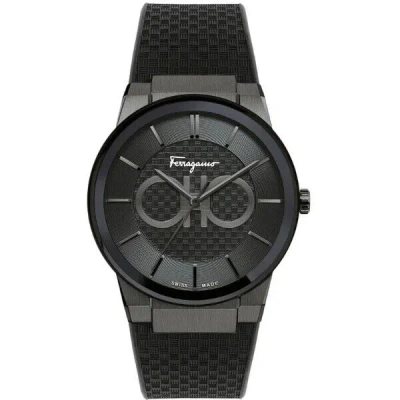 Pre-owned Ferragamo Sapphire Chronograph Mens Sfhp00320 Watch Rubber Strap Black Dial 42mm