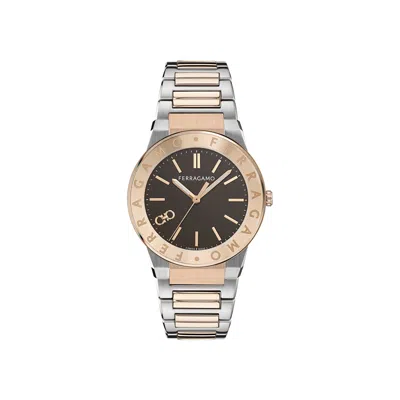 Pre-owned Ferragamo Sapphire Logo Bracelet Watch 'two Tone' | Silver | Men's Size Onesize