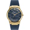 Ferragamo Sapphire Rubber Strap Watch, 41mm In Blue/gold
