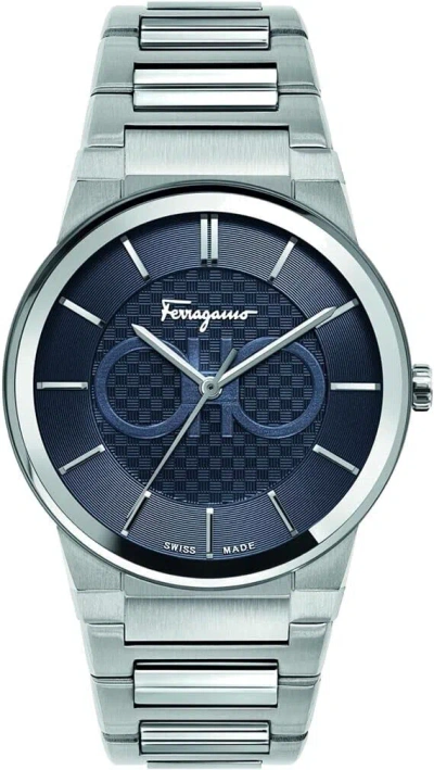 Pre-owned Ferragamo Sapphire Sfhp00620 Men's Watch Silver Stainless Steel Blue Dial 42mm