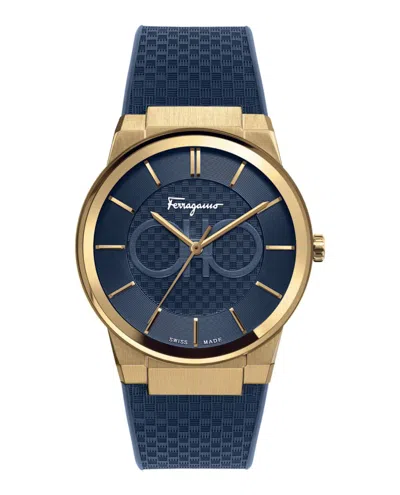 Ferragamo Sapphire Silicon Watch In Blue