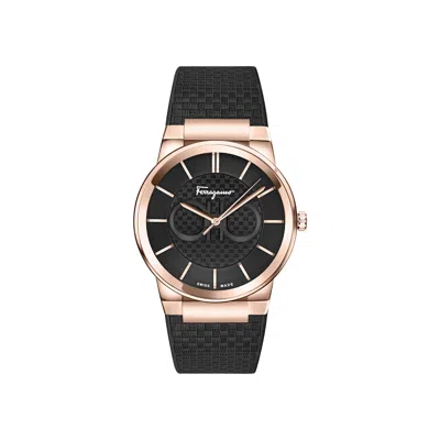 Pre-owned Ferragamo Sapphire Silicone Watch 'rose Gold' | Men's Size Onesize