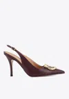 Ferragamo Women Sara 95 Leather Slingback Pumps In Burgundy