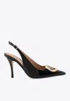 Ferragamo Sara Slingback Dcollet In Patent Leather In Black