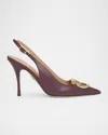 Ferragamo Women Sara 95 Leather Slingback Pumps In Burgundy