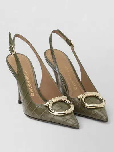 Ferragamo Sara Croc 65mm Slingback Pointed Toe In Multi