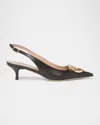 Ferragamo Deccollet Sara In Leather With Gancini Detail In Black