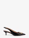 Ferragamo Deccollet Sara In Leather With Gancini Detail In Black