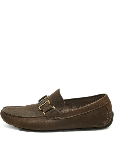 Pre-owned Ferragamo Sardegna Buckle Loafer In Brown