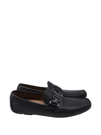 Pre-owned Ferragamo Sardegna Leather Loafers In Black