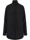 Ferragamo Sash-collar Silk Blouse In Black