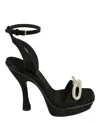 Ferragamo Allison Asymmetric Bow Platform Sandals In Black