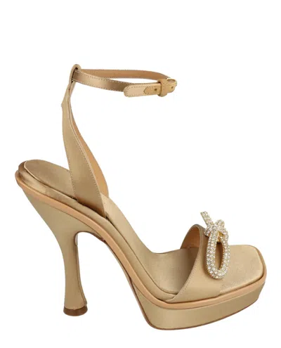 Ferragamo Satin Allison X5 Sandals In Gold