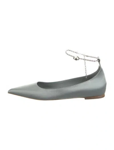 Pre-owned Ferragamo Satin Ballet Flats In Green
