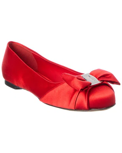 Ferragamo Satin Ballrina Flat In Multi