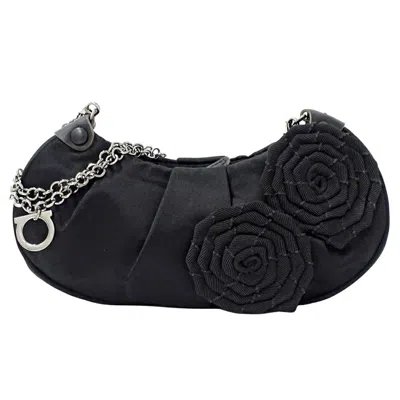Pre-owned Ferragamo Satin Clutch Bag Pouch Shoulder Bag () In Black