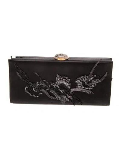 Pre-owned Ferragamo Satin Clutch In Black
