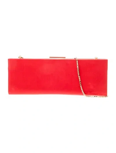 Pre-owned Ferragamo Satin Clutch In Red