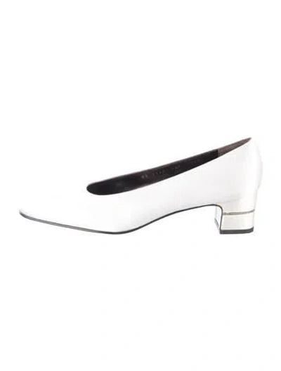 Pre-owned Ferragamo Satin Crystal Embellishments Mules In White