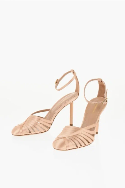 Ferragamo Satin Ermelia Sandals With Ankle Strap 8cm In Pink