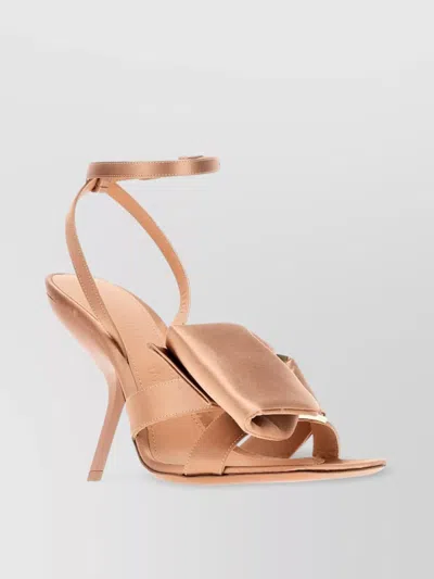 Ferragamo Satin Fabric Bow Helena Sandals In Brown
