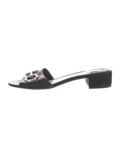 Pre-owned Ferragamo Satin Floral Print Slides In Black
