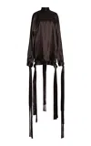 Ferragamo Satin Fringe Mini Dress In Brown
