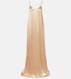 Ferragamo Satin Gown In Neutral