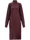 Ferragamo Satin High-neck Dress In Red