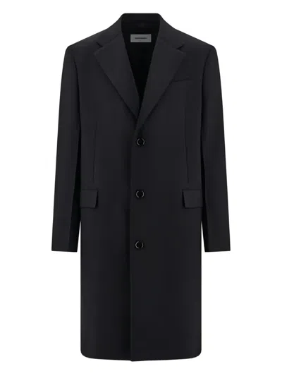 Ferragamo Satin-lapel Single-breasted Coat In Black