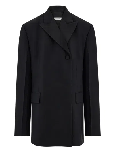 Ferragamo Double Breasted Tuxedo-inspired Jacket In Black