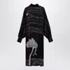 Ferragamo Spirit Print Satin Dress In Black
