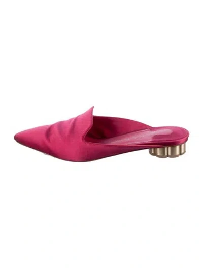 Pre-owned Ferragamo Satin Mules In Pink