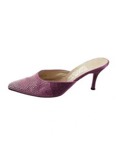 Pre-owned Ferragamo Satin Mules In Purple