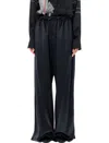 Ferragamo Gathered Satin Wide-leg Pajama Pants
