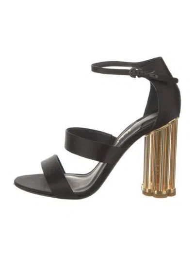 Pre-owned Ferragamo Satin Sandals In Black