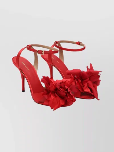FERRAGAMO SATIN SANDALS FEATURING FLORAL DETAIL