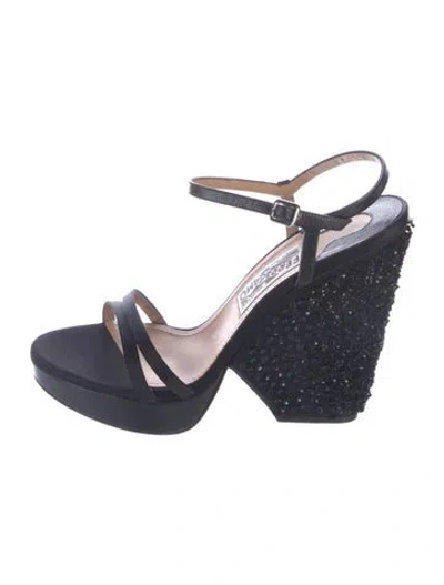 Pre-owned Ferragamo Satin Sequin Embellishments Sandals In Blue