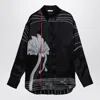Ferragamo Black Silk Satin Shirt In Black
