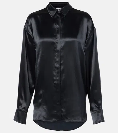 Ferragamo Satin Shirt In Black