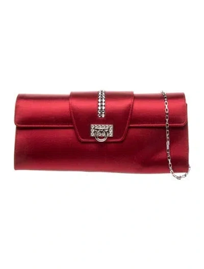 Pre-owned Ferragamo Satin Shoulder Bag In Red