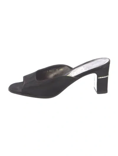 Pre-owned Ferragamo Satin Slides In Black