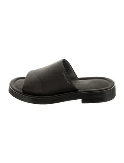 Pre-owned Ferragamo Satin Slides In Black/green