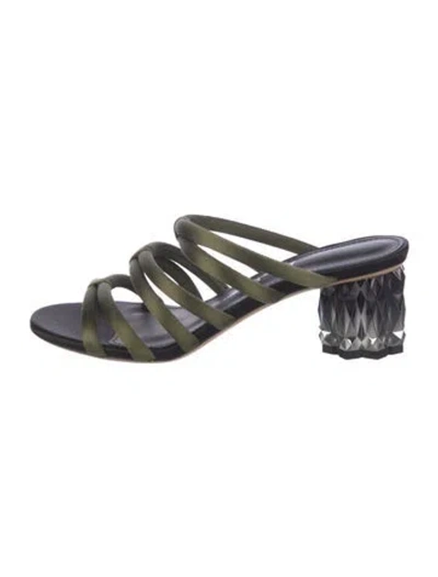 Pre-owned Ferragamo Satin Slides In Green