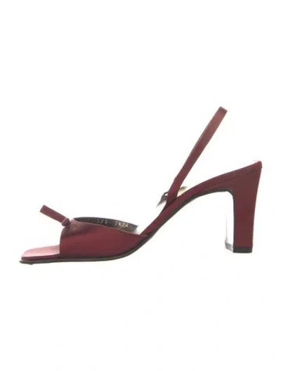 Pre-owned Ferragamo Satin Slingback Sandals In Burgundy