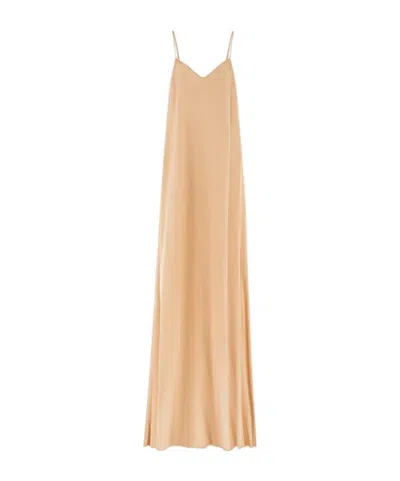 Ferragamo Satin Slip Dress In Brown