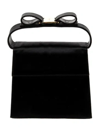 Pre-owned Ferragamo Satin Top Handle Bag In Black