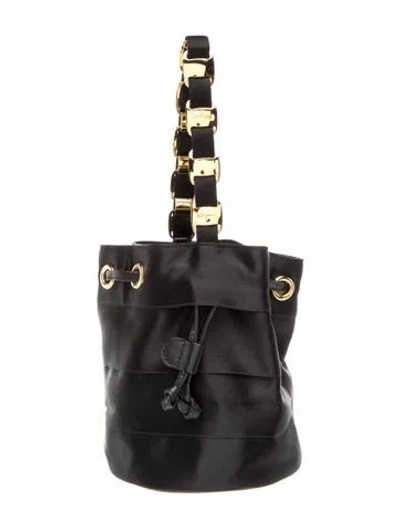 Pre-owned Ferragamo Satin Top Handle Bag In Black